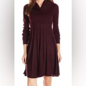 Calvin Klein Women's Cowl-Neck Fit & Flare Plum Sweater Dress M